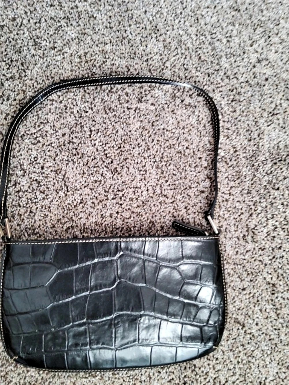 Harold's Black Crocodile-Embossed Shoulder Bag